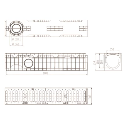 Caniveaux Caniveau Aco Longueur 1 Mètre Avec Grille En Fonte Classe C250 4 Caniveaux Caniveau Aco Longueur 1 Mètre Avec Grille En Fonte Classe C250 – Image 4