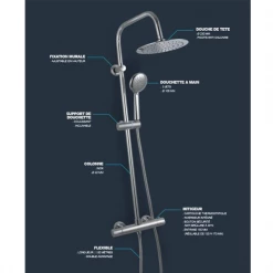EUROSANIT Robinetterie Pour Bain Et Douche Colonne De Douche Avec Mitigeur Thermostatique Dervenn -France Robinetterie Soldes Boutique colonne eurosanit