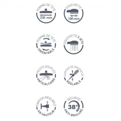 EUROSANIT Robinetterie Pour Bain Et Douche Colonne De Douche Avec Mitigeur Thermostatique Dervenn -France Robinetterie Soldes Boutique fonctionnalites dervenn